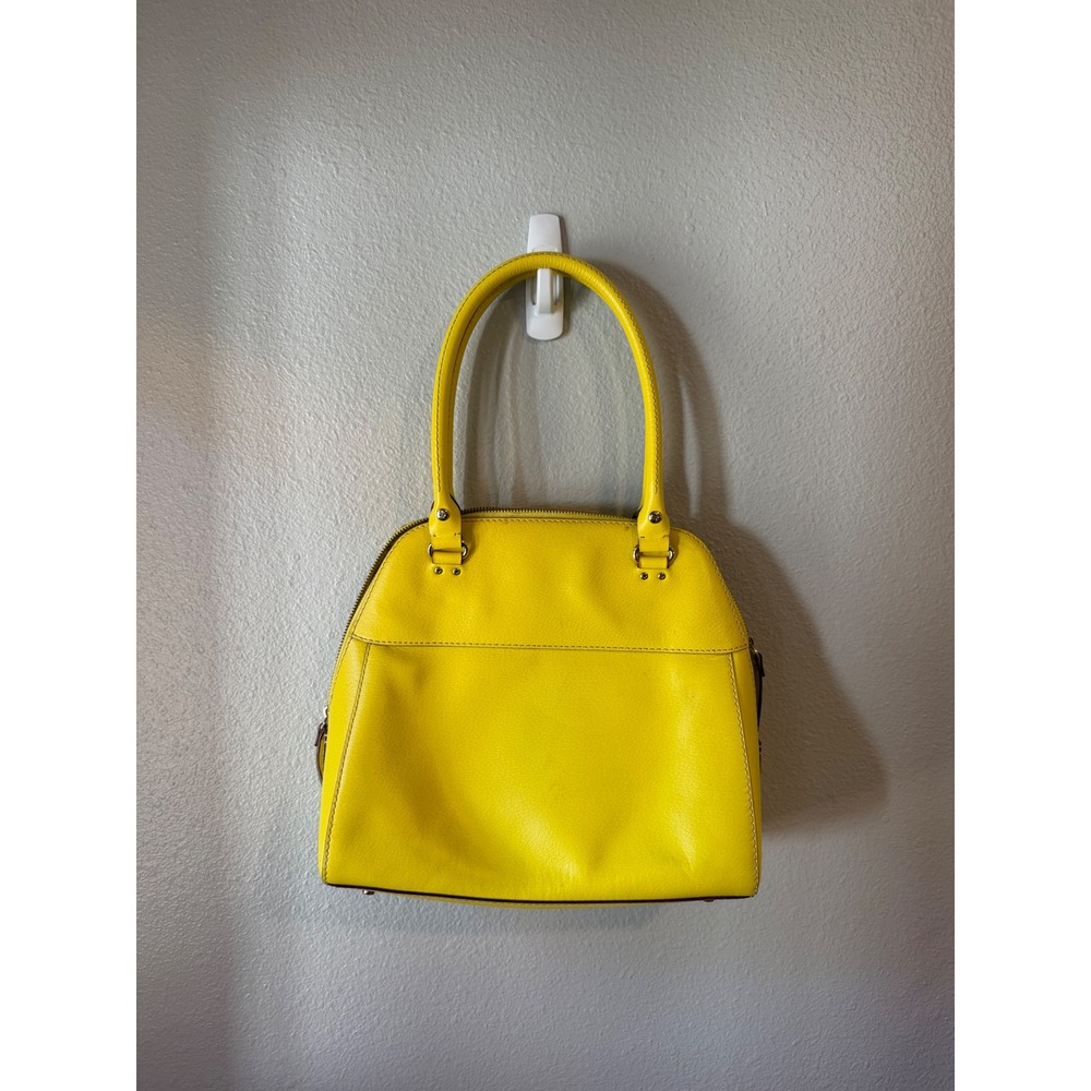 Kate Spade Satchel Womens Medium Yellow Pebbled Leather Dome Bag Summer Bright - Picture 2 of 10